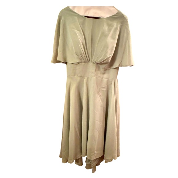 Dusty sage Chiffon Bridesmaid Dresse Short Crew Neck Flutter Sleeve sz 12 NWT - Picture 2 of 7
